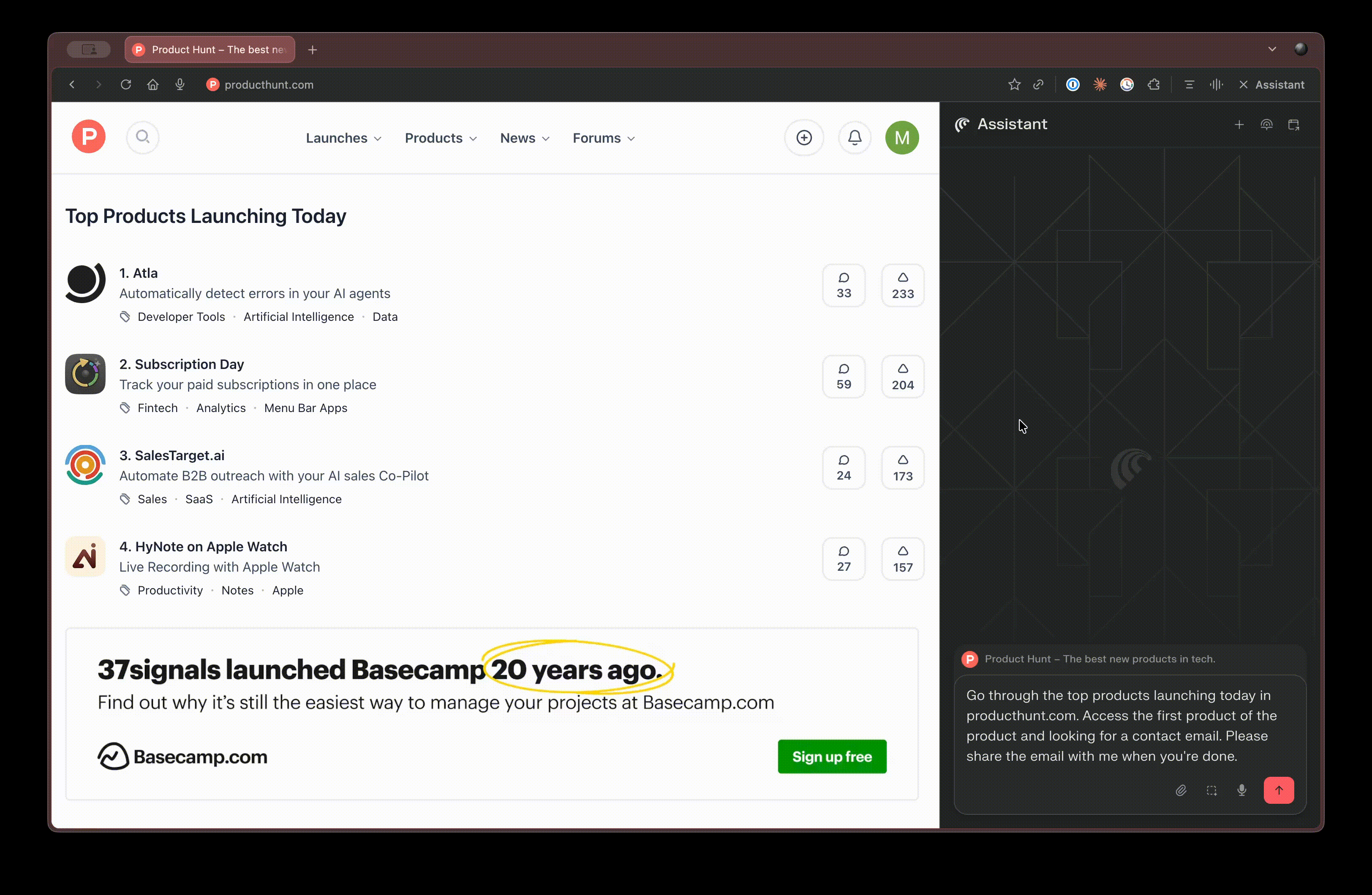 Scrape ProductHunt